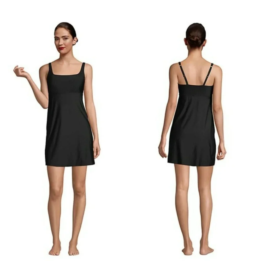 Lands end square neck swim dress dresskini size 6